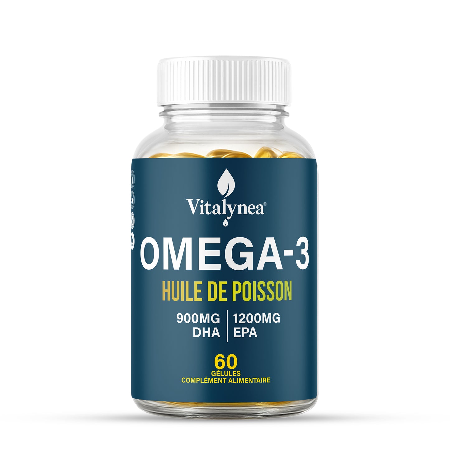 Oméga-3 haute concentration avec 1200 mg EPA et 900 mg DHA. Soutien cœur,
cerveau et bien-être. Format 60 gélules – cure 30 jours.