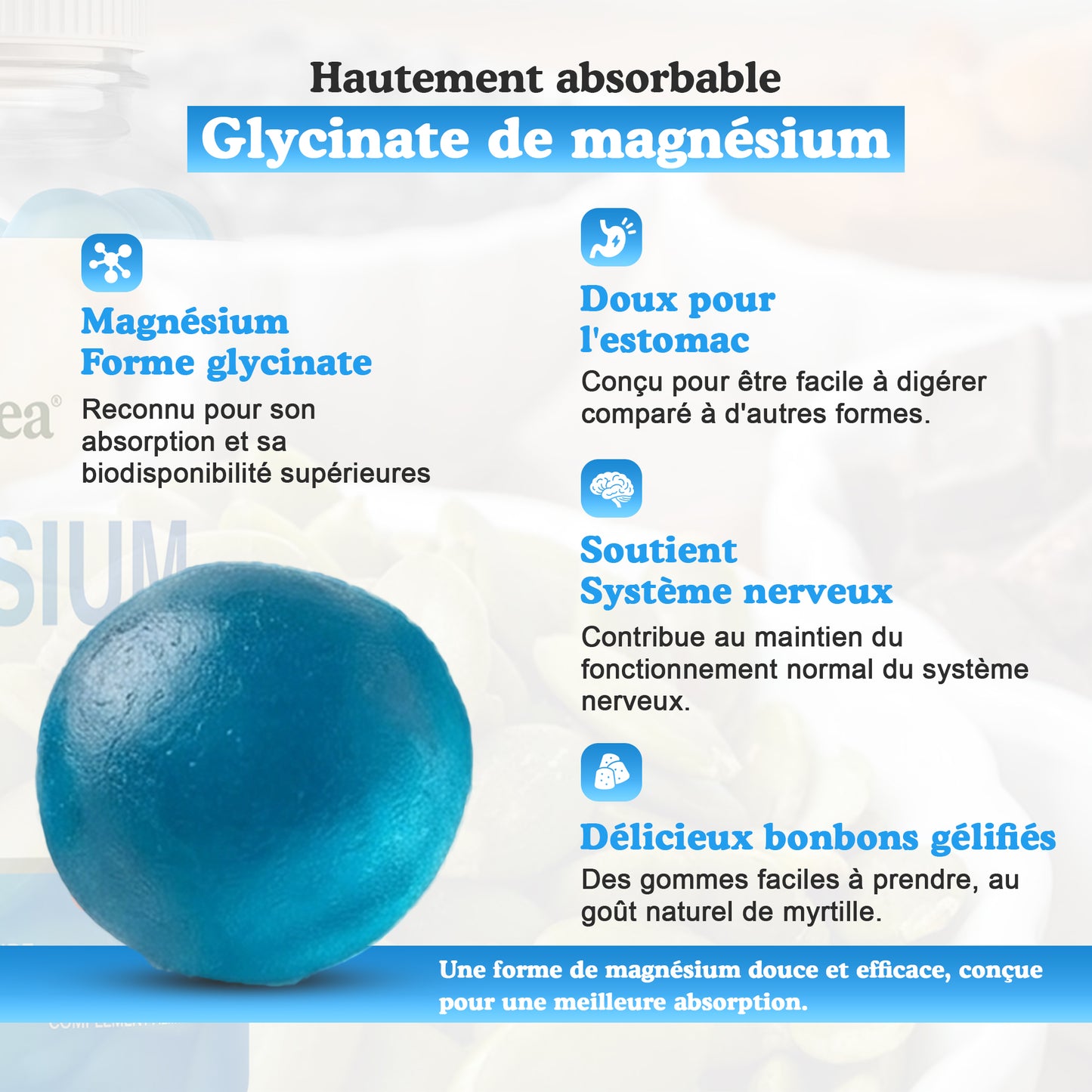 🔥 Magnésium Glycinate Gummies – Réduisez la Fatigue & Boostez votre Énergie Naturellement | 60 Gummies