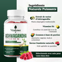 🔥 Ashwagandha Gummies + Vitamine D2 – Réduisez le Stress & Retrouver votre Équilibre Naturel | 60 Gummies